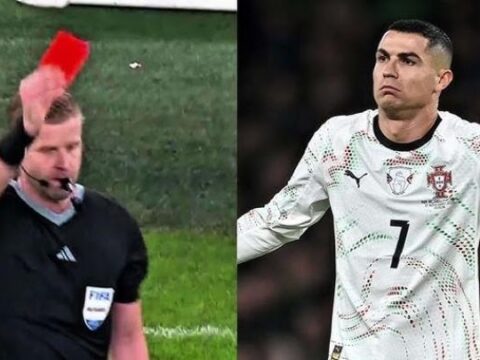 Ronaldonun milli karyerasında ilk qırmızı vərəqəsi