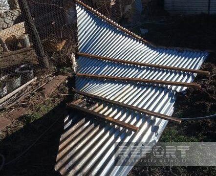 Güclü külək Oğuzda binaların və fərdi evlərin dam örtüyünü uçurub