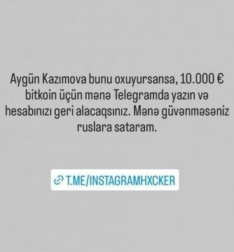 Səhifəni oğurlayanlar Aygün Kazımovanı şantaj edib, 10 min istədilər